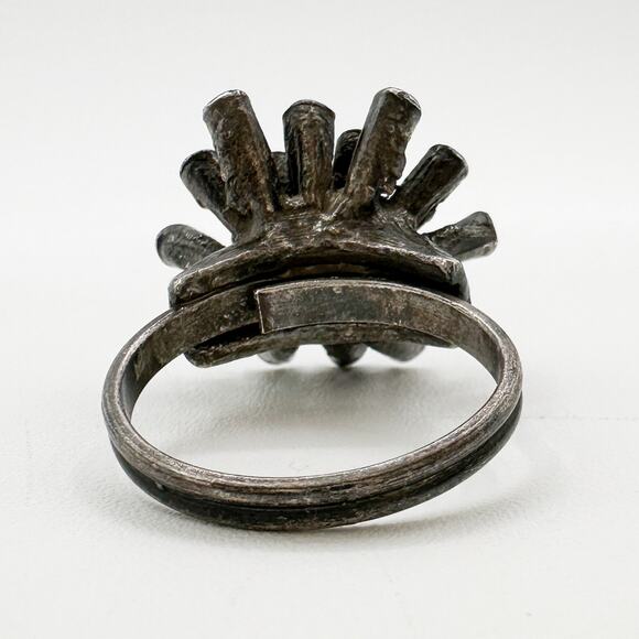 Brutalist Biomorphic Upcycled Ring Tentacle Sea Anemone Ring Size 6 Adjustable - Picture 5 of 13